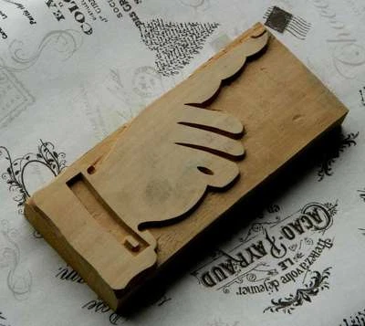 giant POINTING HAND 7.09" letterpress wooden printing block wood printer type  - Image 1 of 2