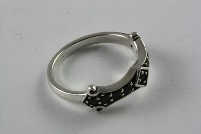 Anillo de plata 925 genuino con diseño de piedra de circonita negra para mujer / 645 Foto 1 de 4