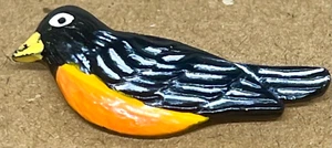 Pretty ROBIN BIRD HP Realistic Metal Button Orange Breast 1 3/8” BM JHB - Picture 1 of 9