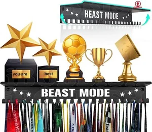 Metal Medal Hanger Display,Non-Slip Trophy Shelf with 20 Hooks,Wall Mount,Heavy - Picture 1 of 6