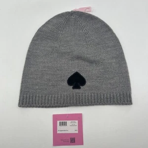 NWT Kate Spade Flocked Spade Beanie Hat Heather Grey OSFM - Picture 1 of 11