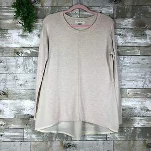 Women's August Silk Sheer Back Sweater sz S ivory beige long sleeve comfy - Picture 1 of 4