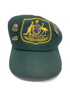 Vintage Australia Trucker Hat Snapback Green Buck Knives Pins Kangaroo - Picture 1 of 10