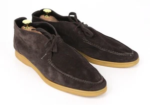 SUITSUPPLY Mens Classic Shoes EU44 Dark Brown Suede Leather Laced High-Top - Picture 1 of 14