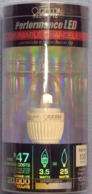 Feit Dimmable Performance LED 3.5W/25W 120V Clear CA10 Candelabra E12 CFC/DM/LED - Image 1 of 3