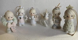 Lot 6 PRECIOUS MOMENTS 1980s-90s Christmas ORNAMENTS (NO Unicorn) - Picture 1 of 12
