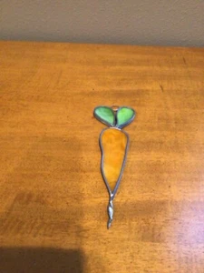 Stained Glass oval carrot Sun catcher 8” x 3” - Picture 1 of 4