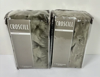 Croscill Carissa Standard Sham Pair Set Taupe Polyester Velvet - Image 1 of 4