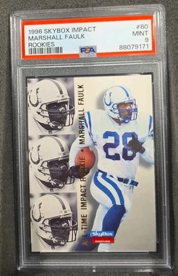 1996 SKYBOX IMPACT ROOKIES MARSHALL FAULK 80 GRADED PSA 9 MINT COLTS #80 - Image 1 of 3