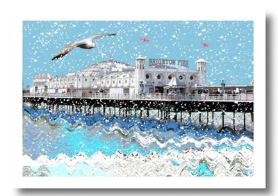 BEACHCOMBER CARDS BRIGHTON PIER CHRISTMAS CARD, Bn4495-A5