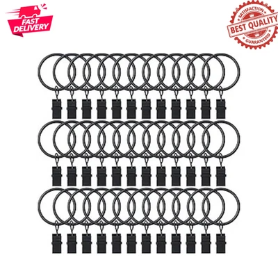 Paquete de 36 anillos de cortina 1,26 con clips perchas de cortinas de metal para 1 varilla negro Foto 1 de 4