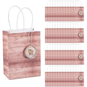 Fun Express Rustic Wedding Gift Bags with Tag Small - Bulk 48 Pc - Picture 1 of 2