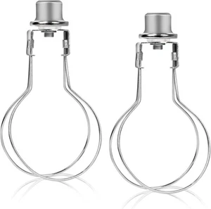 2 Pack Round Lamp Shade Light Bulb Clip Adapter, ALUCSET Lampshade Silver  - Picture 1 of 7