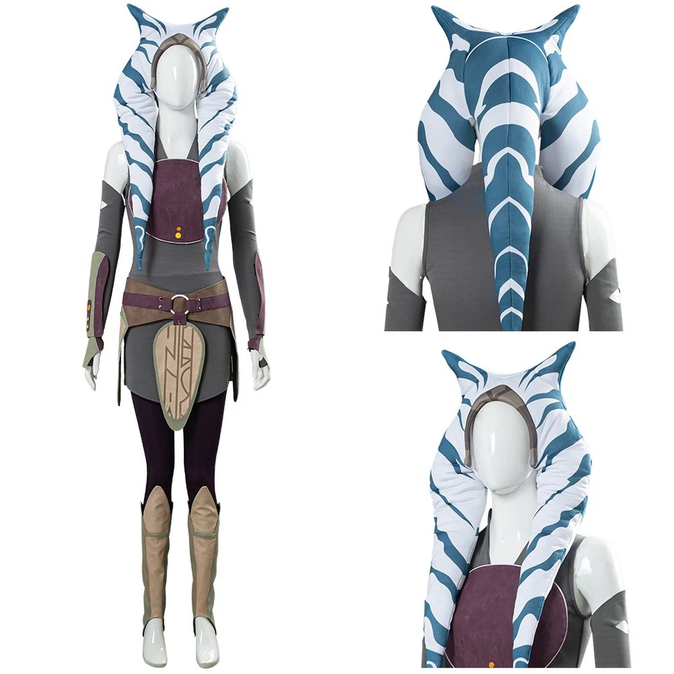 Rebels Ahsoka Tano Jedi Cosplay Costume Halloween Dress Pants Hat Outfit Uniform - Image 1 of 4