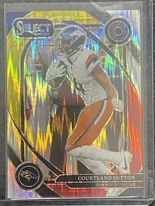 2024 Panini Select #240 Courtland Sutton Red & Yellow Prizm Shock Denver Broncos - Bild 1 von 2