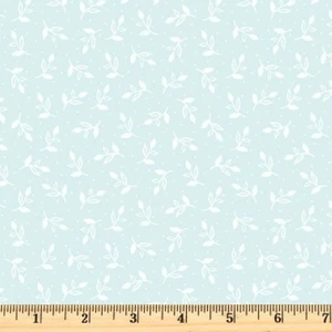 Tela 100 % algodón turquesa claro Happy Heart Sprigs 16163-04 por media yarda - Imagen 1 de 4