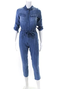 Bella Dahl Girl Childrens Girls Chambray Long Sleeves Belted Jumpsuit Blue Size - Picture 1 of 6