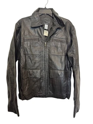 Chaqueta de cuero marrón cordero vintage Y2K Gap para hombre M Foto 1 de 4