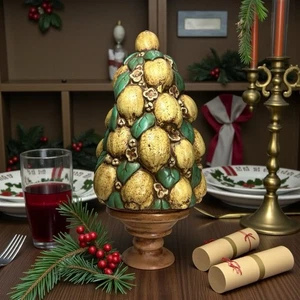 Vintage Jamar Mallory Studio 1966 Ceramic Hand Painted Lemon Topiary Centerpiece - Picture 1 of 23