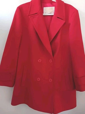 Abrigo de Lana Rojo Pendleton De Colección Chaquetón Doble Pecho Talla 10 44" Botones de Anclaje Lin Foto 1 de 4