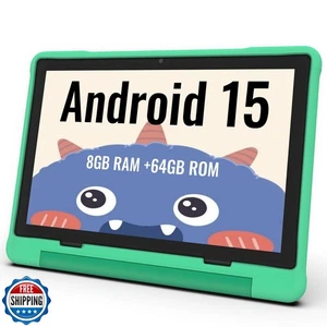 ApoloMedia Kids Tablet, 10.1 Inch HD Android 15, 64GB Storage, 8GB RAM, Eye P - Picture 1 of 5