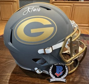 Jordan Love Autographed Green Bay Packers Slate Full Size Helmet Witness Beckett - Picture 1 of 12