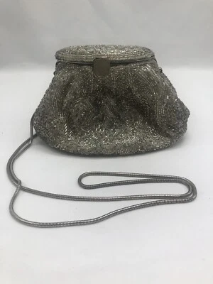 Vintage La regale Handmade Silver Beaded Art Deco Evening Bag - Image 1 of 4