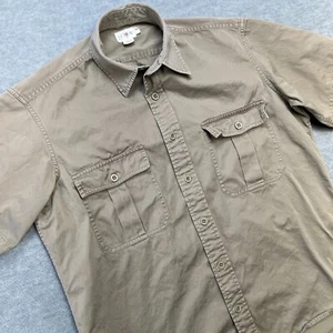 Vintage J Crew Shirt Mens Small Khaki Safari Button Up Oarsman Twill Pockets - Picture 1 of 8