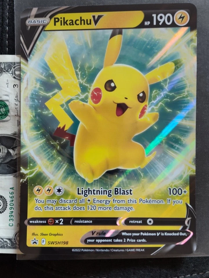 Pikachu V SWSH198 - JUMBO Black Star Rare Promo Pokemon Card - Image 1 of 1