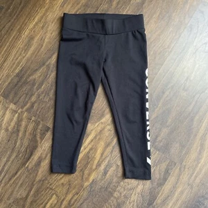 Converse All Star Girls Size 5-6 Logo Black Leggings - Picture 1 of 4