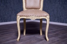 Baroque Chair Chair Antique Solid Cream Pads Faux Leather Style Art Vintage