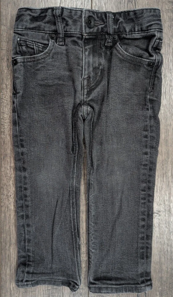 Ropa de bebé niño 2T ajustada recta Volcom Vorta cintura ajustable pantalones de mezclilla negros Foto 1 de 3