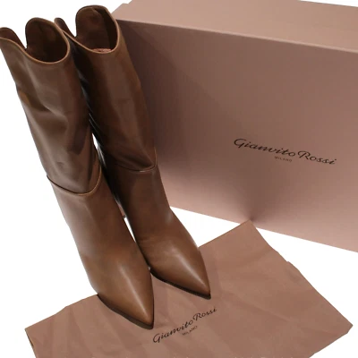 Кожаные ботильоны Gianvito Rossi новые без ценников 85 Nevada Texas размер 38 США 8 цвет коричневый - Изображение 1 из 4