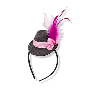 Haarreif "ROSI" mit Trachtenhut, weißer & rosa Feder / Bayern / Tirol / Fasching - Bild 1 von 10