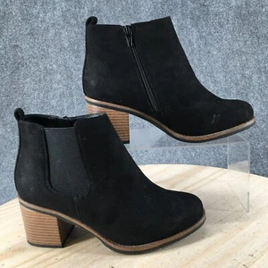 Sonoma Goods For Life Boots Womens 7.5 W Spaniel Chelsea Booties Black Suede Zip - Picture 1 of 16