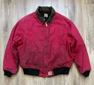 Vintage Carhartt Herren Santa Fe Stepp-Futter Jacke Mantel 2XL Kirschrot RAR - Bild 1 von 12