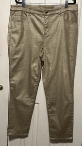 Chico's Gold Foil Stripe Girlfriend Slim Leg Ankle Jean Size 2.5(14) NWT - Picture 1 of 14