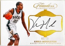 2016-17 Panini Flawless Khris Middleton Gold Auto /10 Bucks ON CARD SSP # EX-KHR