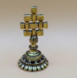 Vintage Metal Gold Tone Geometric Perfume Bottle TOP ONLY, Lamp Finial - Foto 1 di 3