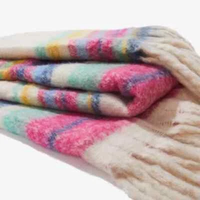 Free People Skye Stripe Fringe Throw Blanket — 50” x 60” Cozy Boho Decor NEW NWT - Image 1 of 4