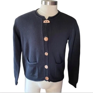 Orvis Damen Navy Strick 100% Baumwolle 5 Holzknöpfe Coatigan Pullover Gr. M Taschen - Bild 1 von 9