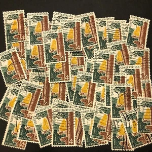 Postage Stamps For Crafting: 1958 4c Forest Conservation; Multi-Color; 50 Pieces - Picture 1 of 1