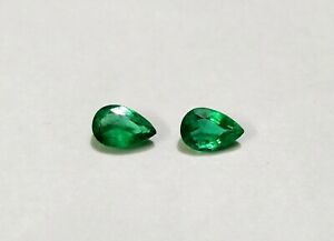 6x4 mm Natural Zambian Emeralds Matched Pair Pear Shape Loose Gemstones Pair