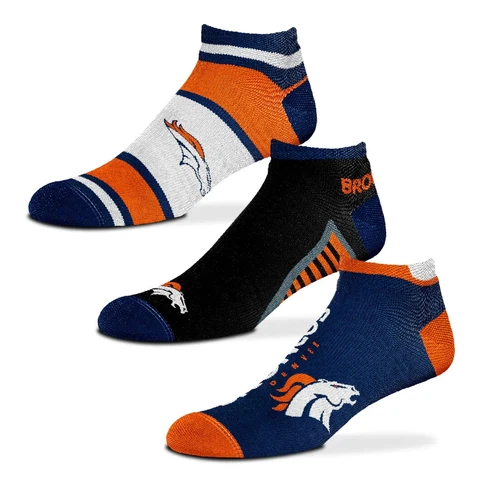 Denver Broncos NFL Money 3 Pack No Show Mens Large Socks Fits Size 10-13 Gift Cover