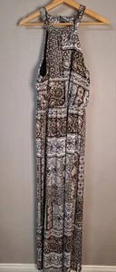 THREE PINK HEARTS Women's Multi-Colored Casual Maxi Dress Size L Side Slit - Picture 1 of 12