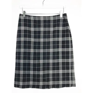 Brooks Brothers Skirt Womens 8 Black White Plaid Wool 346 Preppy Dark Academia - Picture 1 of 9