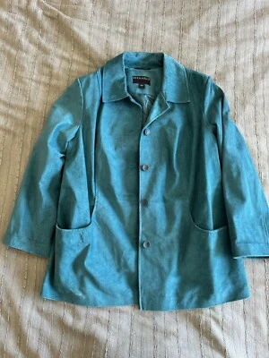 Chaqueta de cuero Bernardo para mujer, Nordstrom. Talla 1X Azul Teal Verde Manga Larga. Foto 1 de 4