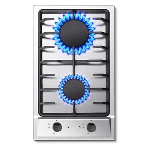 2 Brenner Gaskochfeld Küche Einbau Gaskochfeld Edelstahl NG/LPG Dual Fuel - Bild 1 von 12