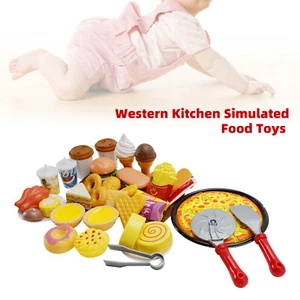 56Pcs Western Kitchen Simulated Food Toys Burger Pizza Children Pretend Toy SetU - Picture 1 of 14