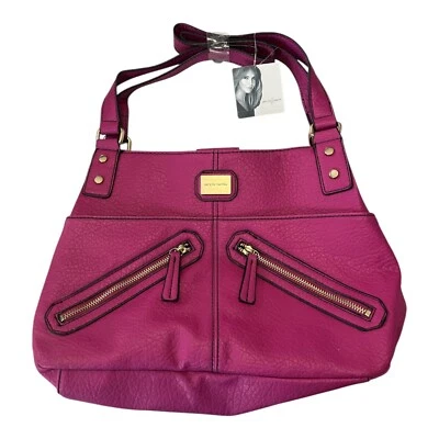 Jaclyn Smith Magenta Faux Leather Shoulder Bag Purse NWT Kmart - Image 1 of 4